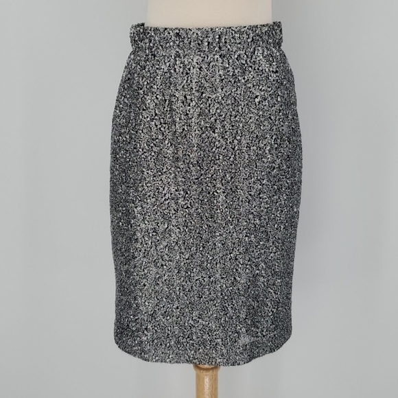Daniel Cremieux Silver and Black Sequin Pencil Pull Up Straight Skirt X-Small 2